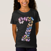 T-Shirt Numéro 7 Papillons Thème 7 ans Filles Enfants (Devant)