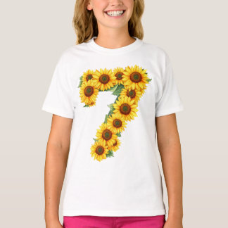 T-shirt Numéro 7 Tournesols Thème 7 Année Enfants Filles