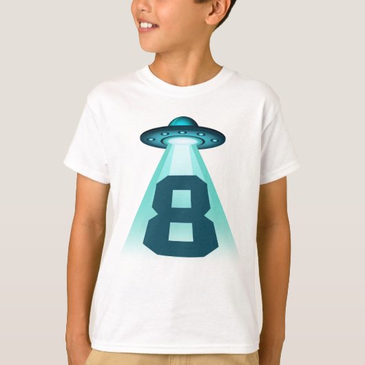 T-shirt Numéro 8 Enlèvement UFO Alien Thème 8 ans Garçons (Devant)