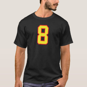 T-shirt Numéro 8 Sport Jersey Athlète Jaune Rouge Varsité