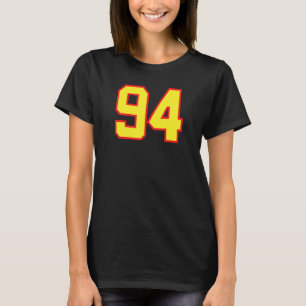 T-shirt Numéro 94 Sports Jersey Fan Athlète Jaune Rouge Va