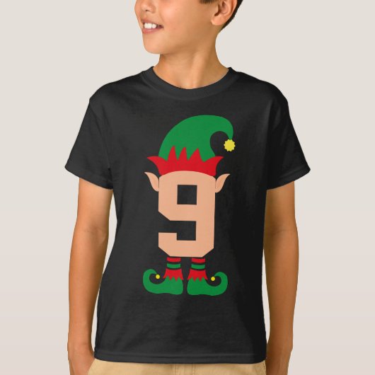 T-shirt Numéro 9 Elf Chrismas Thème 9 Année Garçons enfant (Devant)