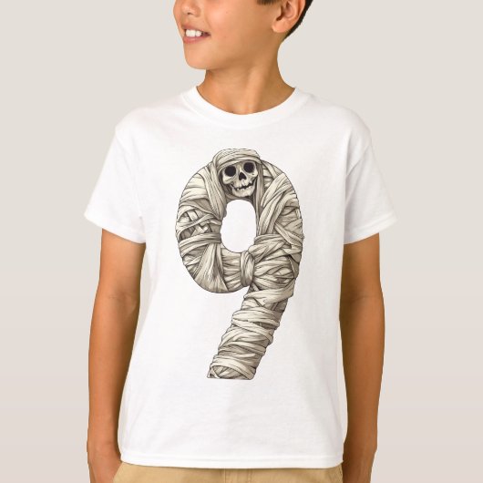 T-shirt Numéro 9 Mummy Halloween Thème Enfants de 9 ans (Devant)