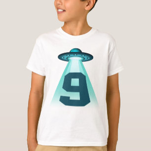 T-shirt Numéro 9 UFO Alien Thème 9 Année Enfants Garçons