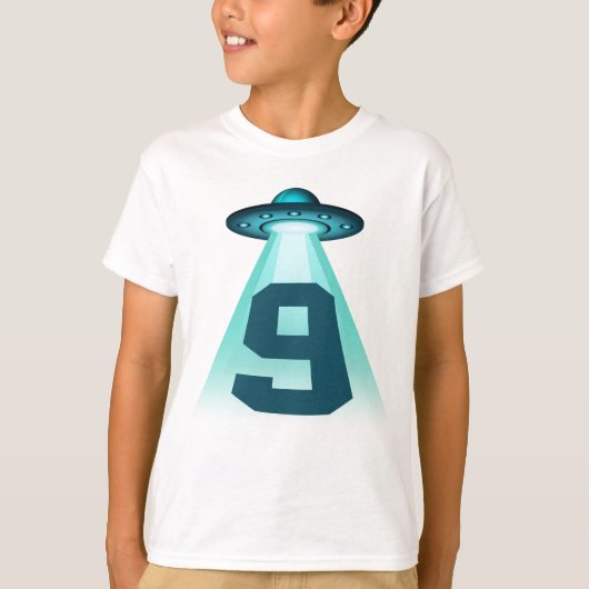 T-shirt Numéro 9 UFO Alien Thème 9 Année Enfants Garçons (Devant)