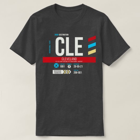 T-shirt Numéro de bagage du code d'aéroport CLE 1 (Design devant)