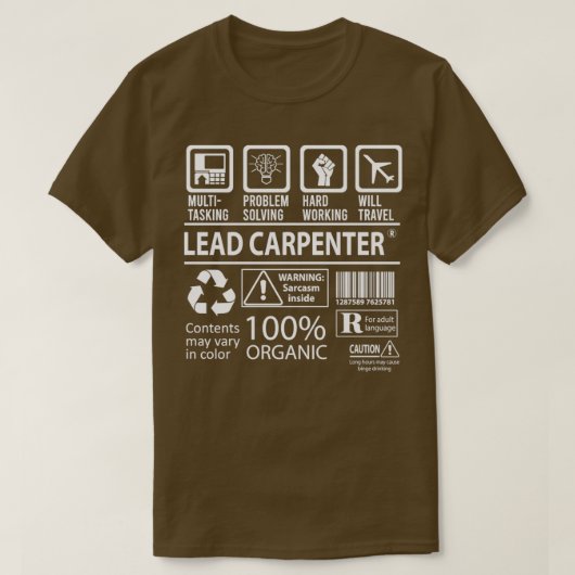 T-shirt Numéro de cadeau d'emploi certifié du menuisier mu (Design devant)