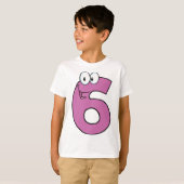 T-shirt Numéro de dessin 6 amusant violet souriant six (Devant entier)