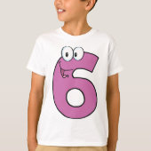 T-shirt Numéro de dessin 6 amusant violet souriant six (Devant)