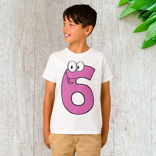 T-shirt Numéro de dessin 6 amusant violet souriant six