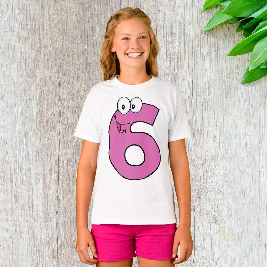 T-shirt Numéro de dessin 6 amusant violet souriant six