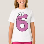 T-shirt Numéro de dessin 6 amusant violet souriant six (Devant)