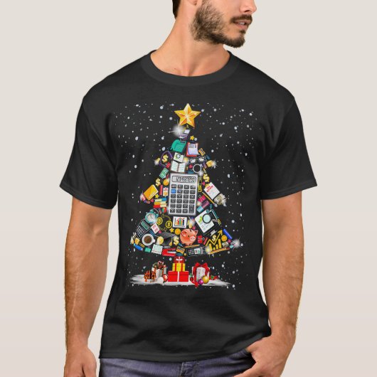 T-shirt Numéro de Père Noël comptable Arbre de Noël Compte (Devant)