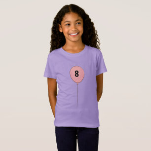 T-Shirt Numéro huit d'anniversaire 8 avec ballon rose