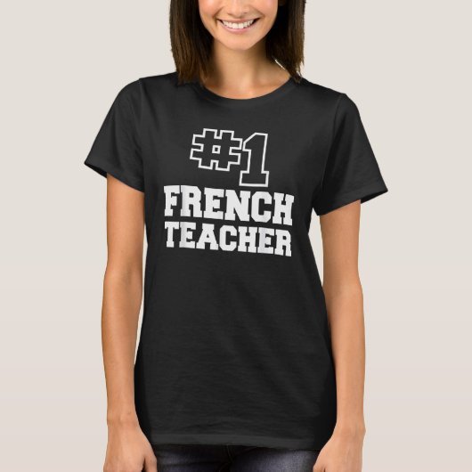 T-shirt Numéro Un Enseignant Français Mens Femme 1 École P (Devant)