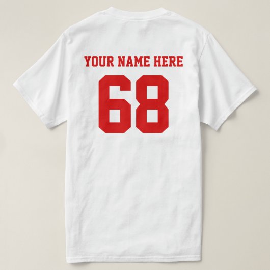 T-shirt Numéros personnalisés Nom Rouge (Design dos)