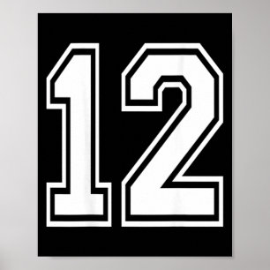 T-shirt nummer 12 Sportspeler nummer achterkant sh Poster