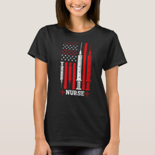 T-shirt Nurs stéthoscopiques de l'infirmière du drapeau am