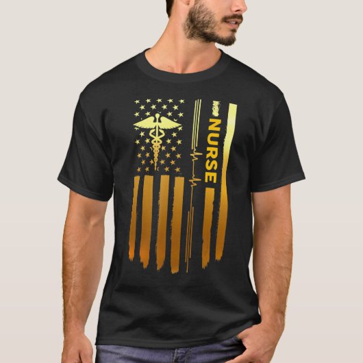 T-shirt Nurse American Flag (Devant)