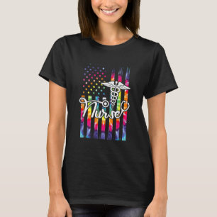 T-shirt Nurse American Flag USA Patriotic Tie Dye Hippie N