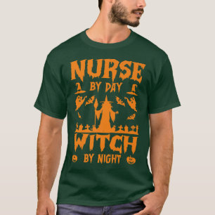 T-shirt Nurse by Day Witch by Night Funny Halloween Costum