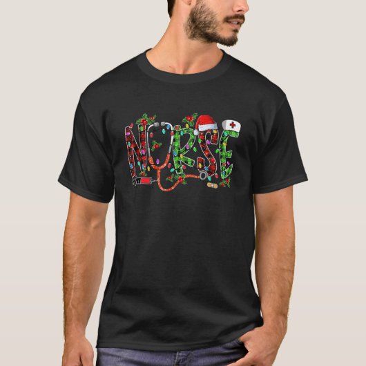 T-shirt Nurse Christmas Tree Stethoscope RN LPN Scrub Nurs (Devant)