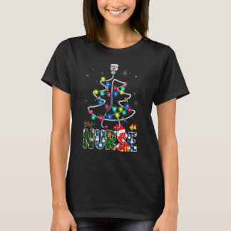 T-shirt Nurse Christmas Tree Stethoscope RN LPN Scrub Nurs