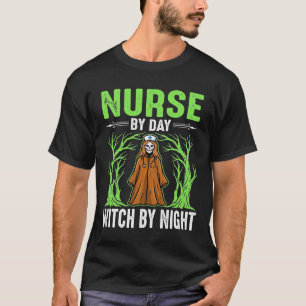 T-shirt Nurse de jour sorcière de nuit design Halloween_1