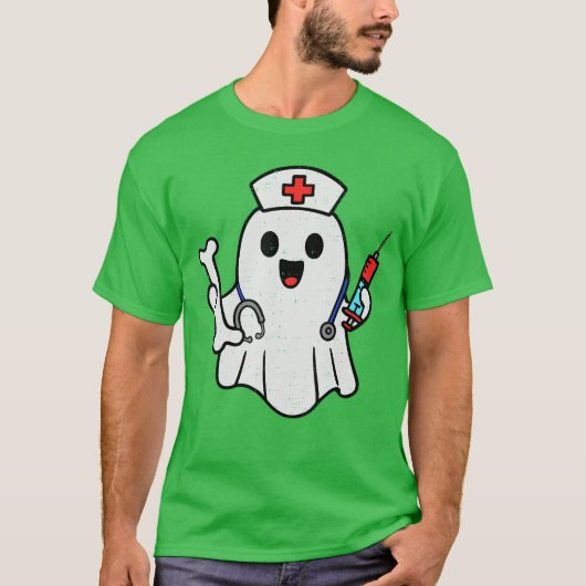 T-shirt Nurse Ghost Humerus Scrub Top Halloween Healthcare (Devant)