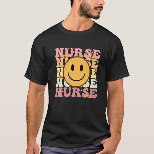 T-shirt Nurse Groovy Retro Hippie   (Devant)