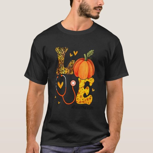 T-shirt Nurse Leopard Pumpkin Thanksgiving Love Future Nur (Devant)