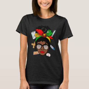 T-shirt Nurse Life Messy Bun Afro Assistant Médicale Afriq