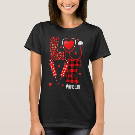 T-shirt Nurse Life Valentines Day Stethoscope Er Icu Nicu (Devant)