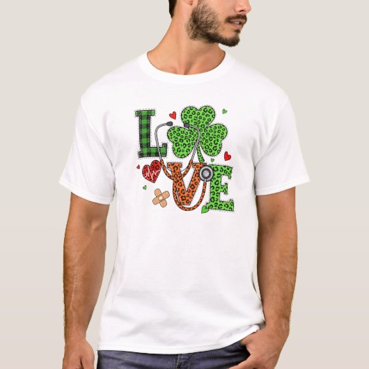 T-shirt : Nurse Love St Patrick's Day Stethoscope Art (Devant)