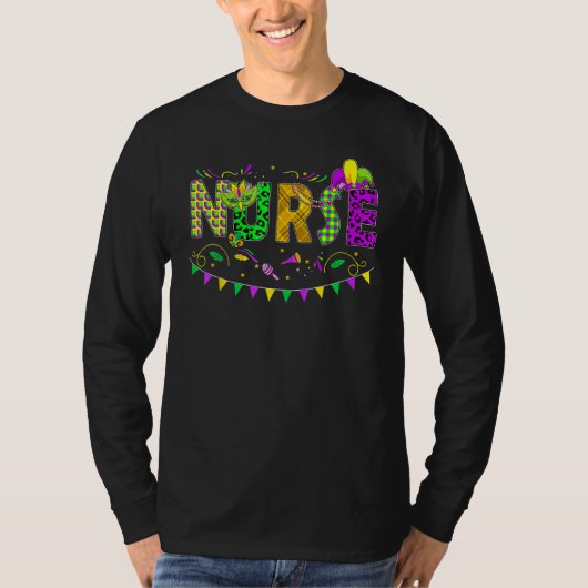 T-shirt Nurse Mardi Gras Leopard New Orleans Carnival Funn (Devant)