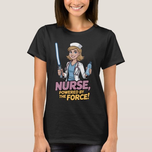 T-shirt Nurse Powered by the Force (Devant)