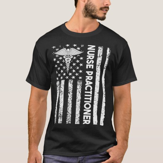 T-shirt Nurse Practitioner USA Flag Medical Caduceus NP Nu (Devant)