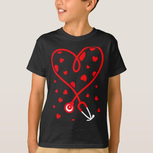 T-shirt Nurse Stethoscope Heart Valentine's Day Nursing  (Devant)