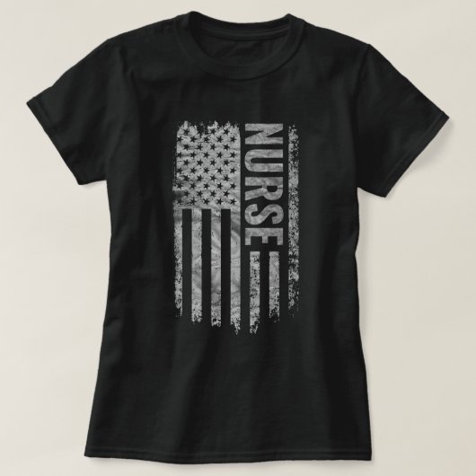 T-shirt Nurse USA Flag Distressed design (Design devant)