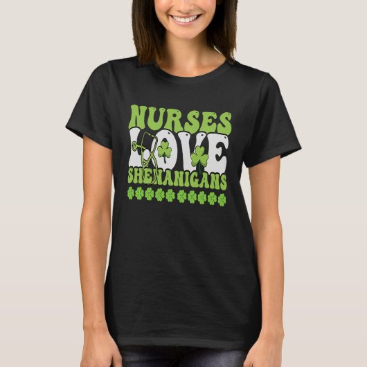 T-shirt Nurses Love Shenanigans Cute  Nurse St Patricks Da (Devant)