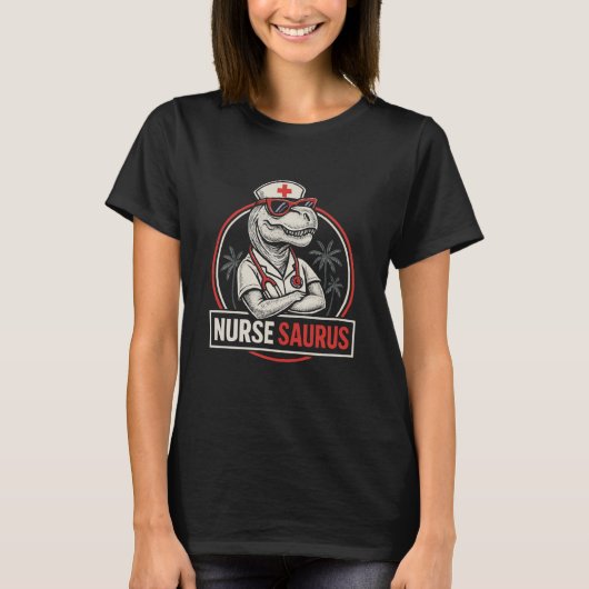 T-shirt Nursesaurus - Illustration de l'infirmière Cool Di (Devant)