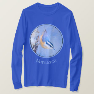 T-shirt Nuthatch à poitrine rouge Peinture d'art original 