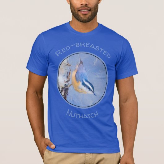 T-shirt Nuthatch à poitrine rouge Peinture d'art original  (Devant)