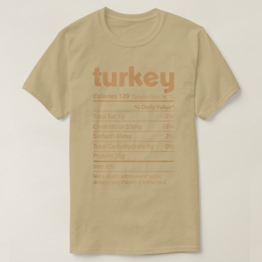 T-shirt Nutritional Facts for Turkey, Funny Custom Thanksg (Design devant)