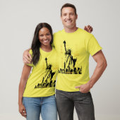 T-shirt Ny Nyc Manhattan Liberty Statue Mens Jaune (Unisexe)