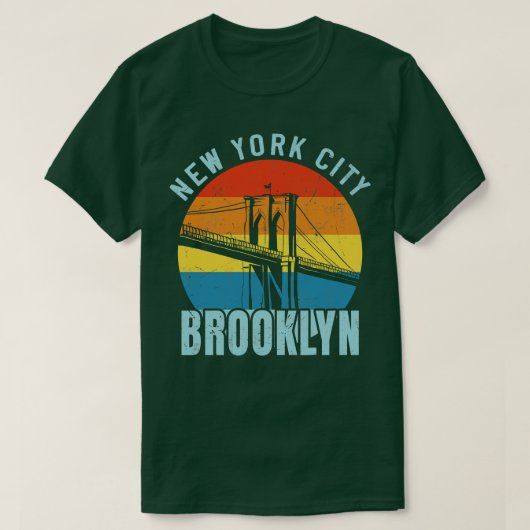 T-shirt NYC Brooklyn Bridge Retro (Design devant)
