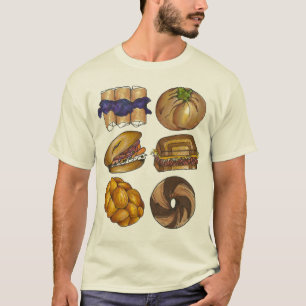 T-shirt NYC Jewish Deli Food Blintz Bagel Reuben Knish