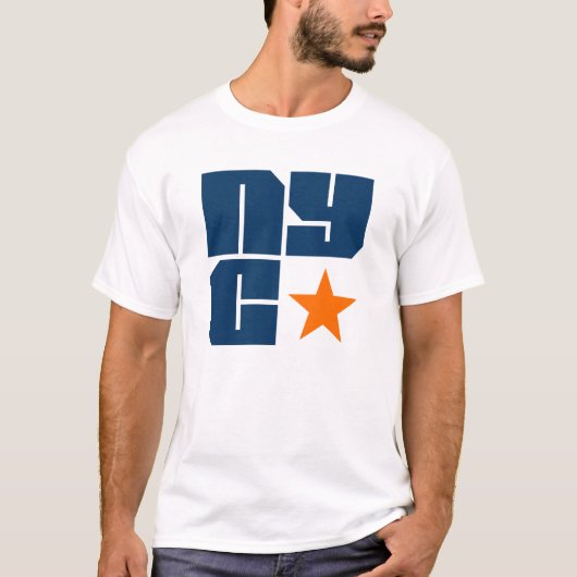 T-shirt NYC New York City Star Block Texte Chemise (Devant)