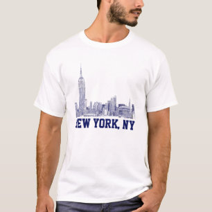 T-shirt NYC Skyline Etched 01 Blue