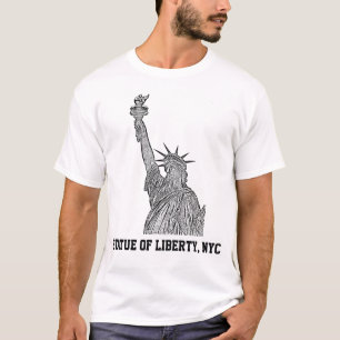 T-shirt NYC Skyline : Statue de la Liberté Etched Look BW
